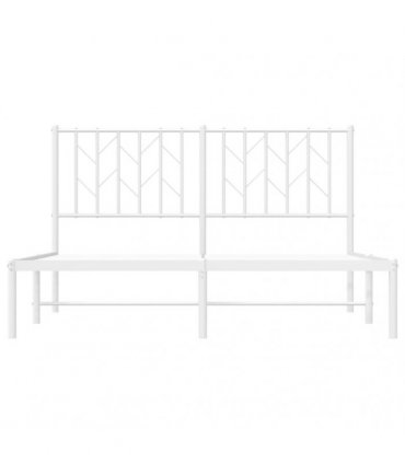vidaXL Metal Bed Frame without Mattress with Headboard White 140x190cm — Size: 140 x 190 cm — V0671975657