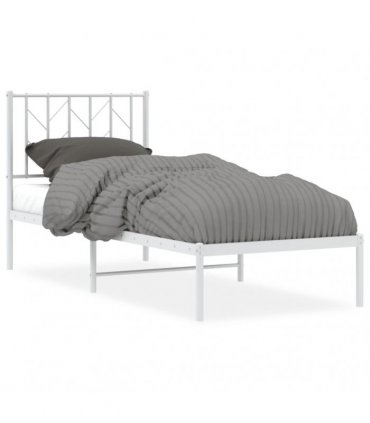 vidaXL Metal Bed Frame without Mattress with Headboard White 75x190cm — Size: 75 x 190 cm — V0671975660