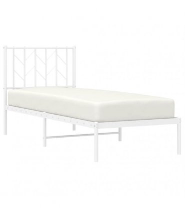 vidaXL Metal Bed Frame without Mattress with Headboard White 75x190cm — Size: 75 x 190 cm — V0671975660