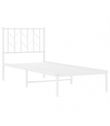 vidaXL Metal Bed Frame without Mattress with Headboard White 75x190cm — Size: 75 x 190 cm — V0671975660