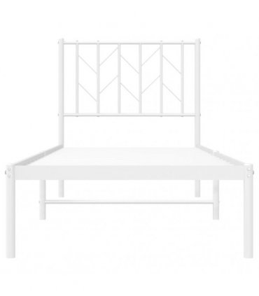 vidaXL Metal Bed Frame without Mattress with Headboard White 75x190cm — Size: 75 x 190 cm — V0671975660