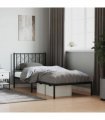 vidaXL Metal Bed Frame without Mattress with Headboard Black 90x190cm — Size: 90 x 190 cm — V0671975671