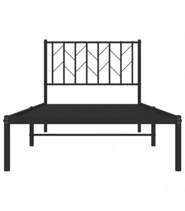 vidaXL Metal Bed Frame without Mattress with Headboard Black 90x190cm — Size: 90 x 190 cm — V0671975671