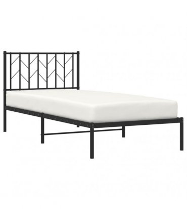 vidaXL Metal Bed Frame without Mattress with Headboard Black 90x200cm — Size: 90 x 200 cm — V0671975672