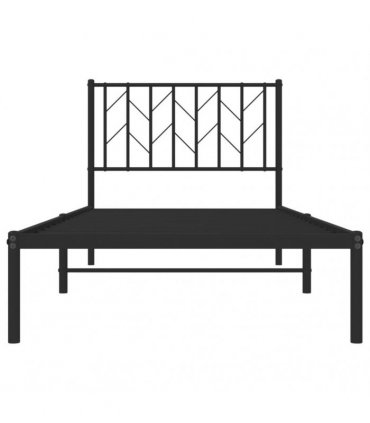 vidaXL Metal Bed Frame without Mattress with Headboard Black 90x200cm — Size: 90 x 200 cm — V0671975672