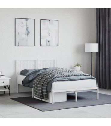vidaXL Metal Bed Frame without Mattress with Headboard White 120x190cm — Size: 120 x 190 cm — V0671975687