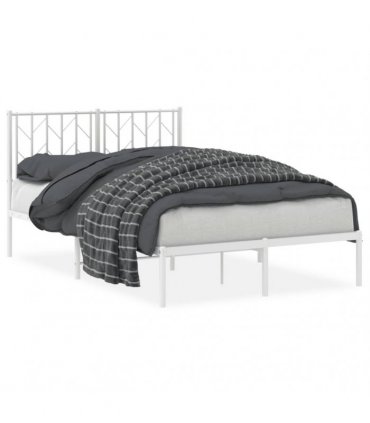 vidaXL Metal Bed Frame without Mattress with Headboard White 120x190cm — Size: 120 x 190 cm — V0671975687