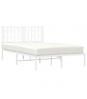 vidaXL Metal Bed Frame without Mattress with Headboard White 120x190cm — Size: 120 x 190 cm — V0671975687