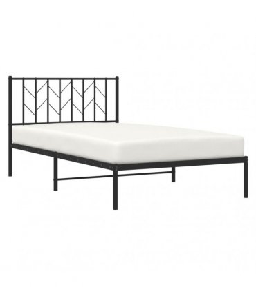 vidaXL Metal Bed Frame without Mattress with Headboard Black 107x203cm — Size: 107 x 203 cm — V0671975701