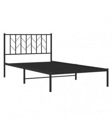 vidaXL Metal Bed Frame without Mattress with Headboard Black 107x203cm — Size: 107 x 203 cm — V0671975701