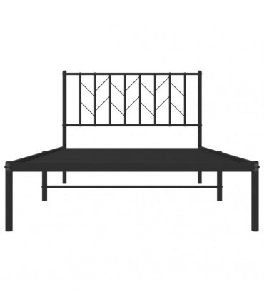 vidaXL Metal Bed Frame without Mattress with Headboard Black 107x203cm — Size: 107 x 203 cm — V0671975701