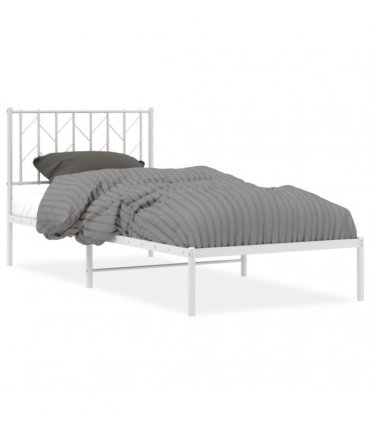 vidaXL Metal Bed Frame without Mattress with Headboard White 90x190cm — Size: 90 x 190 cm — V0671975702