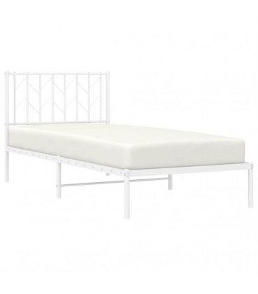 vidaXL Metal Bed Frame without Mattress with Headboard White 90x190cm — Size: 90 x 190 cm — V0671975702