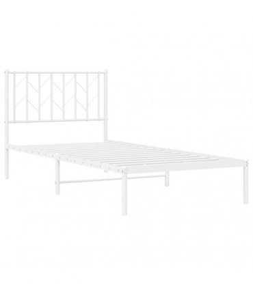 vidaXL Metal Bed Frame without Mattress with Headboard White 90x190cm — Size: 90 x 190 cm — V0671975702
