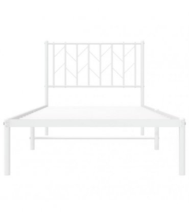 vidaXL Metal Bed Frame without Mattress with Headboard White 90x190cm — Size: 90 x 190 cm — V0671975702
