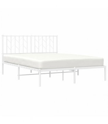 vidaXL Metal Bed Frame without Mattress with Headboard White 140x200cm — Size: 140 x 200 cm — V0671975712