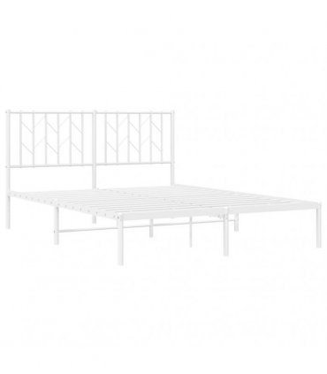 vidaXL Metal Bed Frame without Mattress with Headboard White 140x200cm — Size: 140 x 200 cm — V0671975712