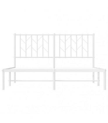 vidaXL Metal Bed Frame without Mattress with Headboard White 140x200cm — Size: 140 x 200 cm — V0671975712