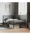 vidaXL Metal Bed Frame without Mattress with Footboard Bla — Size: 100 x 190 cm, Model: with headboard & footboard — V0671975715