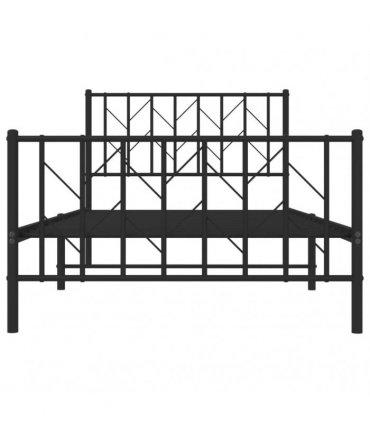 vidaXL Metal Bed Frame without Mattress with Footboard Bla — Size: 100 x 190 cm, Model: with headboard & footboard — V0671975715