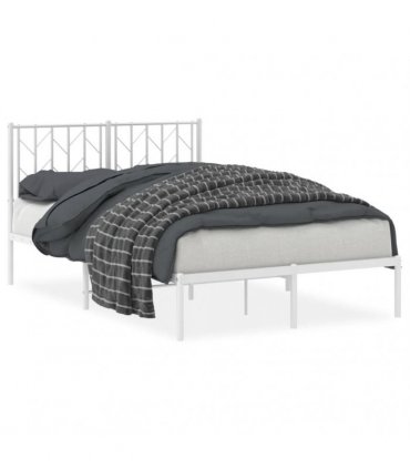 vidaXL Metal Bed Frame without Mattress with Headboard White 120x200cm — Size: 120 x 200 cm — V0671975716