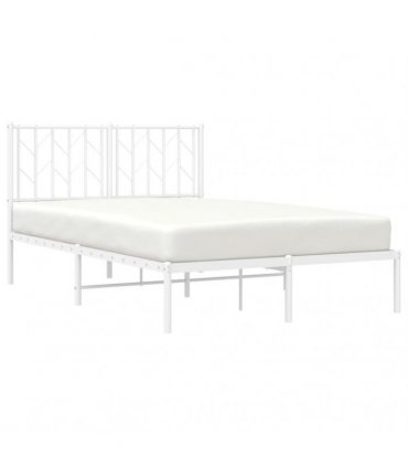 vidaXL Metal Bed Frame without Mattress with Headboard White 120x200cm — Size: 120 x 200 cm — V0671975716