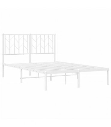 vidaXL Metal Bed Frame without Mattress with Headboard White 120x200cm — Size: 120 x 200 cm — V0671975716