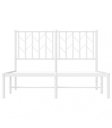 vidaXL Metal Bed Frame without Mattress with Headboard White 120x200cm — Size: 120 x 200 cm — V0671975716