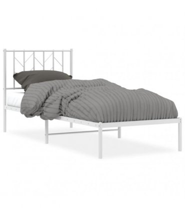 vidaXL Metal Bed Frame without Mattress with Headboard White 80x200cm — Size: 80 x 200 cm — V0671975718