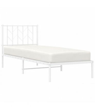 vidaXL Metal Bed Frame without Mattress with Headboard White 80x200cm — Size: 80 x 200 cm — V0671975718