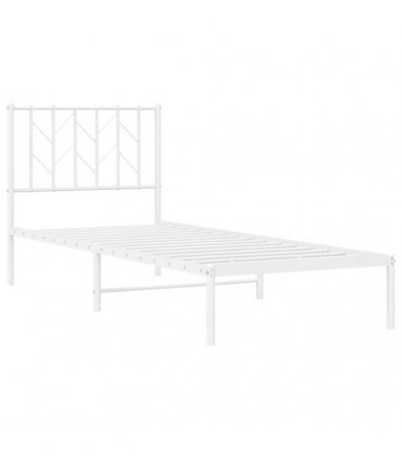 vidaXL Metal Bed Frame without Mattress with Headboard White 80x200cm — Size: 80 x 200 cm — V0671975718