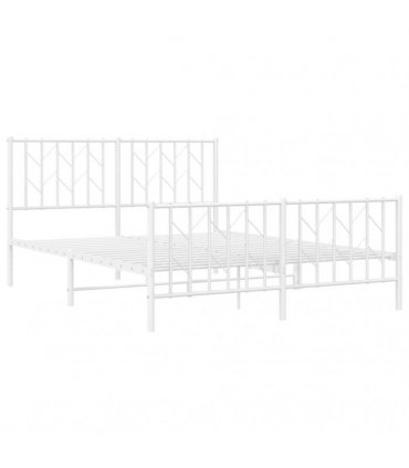 vidaXL Metal Bed Frame without Mattress with Footboard White 140x190cm — Size: 140 x 190 cm, Model: with headboard & footboard