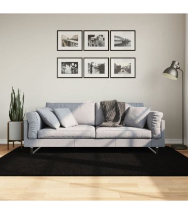 vidaXL Rug HUARTE Short Pile Soft and Washable Black 140x200 cm — Size: 140 x 200 cm