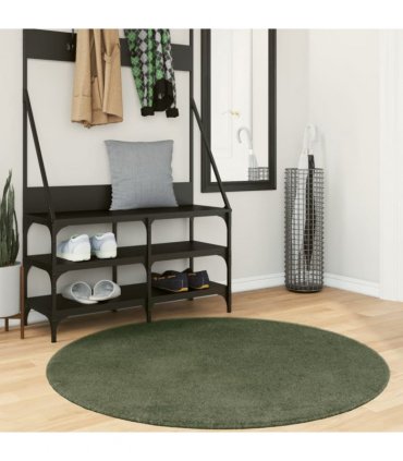 vidaXL Rug HUARTE Short Pile Soft and Washable Forest Green Ø 120 cm