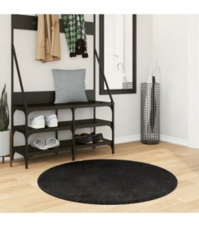 vidaXL Rug HUARTE Short Pile Soft and Washable Black Ø 100 cm