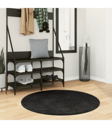 vidaXL Rug HUARTE Short Pile Soft and Washable Black Ø 100 cm