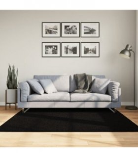 vidaXL Rug HUARTE Short Pile Soft and Washable Black 160x160 cm — Size: 160 x 160 cm