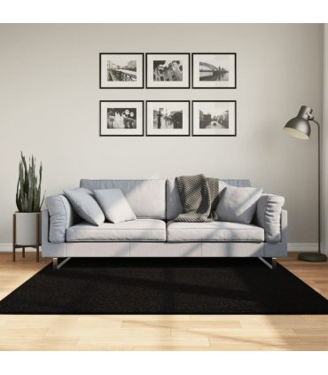 vidaXL Rug HUARTE Short Pile Soft and Washable Black 160x160 cm — Size: 160 x 160 cm