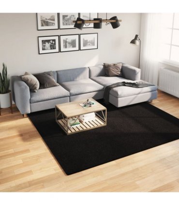 vidaXL Rug HUARTE Short Pile Soft and Washable Black 240x240 cm — Size: 240 x 240 cm