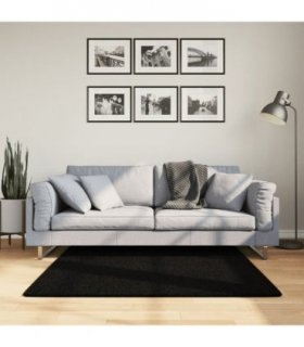 vidaXL Rug HUARTE Short Pile Soft and Washable Black 120x120 cm — Size: 120 x 120 cm