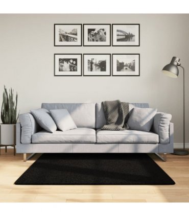 vidaXL Rug HUARTE Short Pile Soft and Washable Black 120x120 cm — Size: 120 x 120 cm