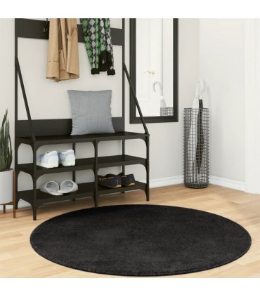 vidaXL Rug HUARTE Short Pile Soft and Washable Black Ø 120 cm