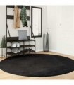 vidaXL Rug HUARTE Short Pile Soft and Washable Black Ø 200 cm
