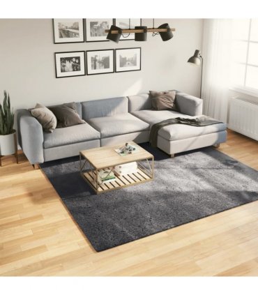 vidaXL Rug HUARTE Short Pile Soft and Washable Anthracite 240x240 cm — Size: 240 x 240 cm