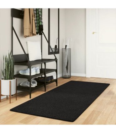 vidaXL Rug HUARTE Short Pile Soft and Washable Black 80x200 cm — Size: 80 x 200 cm