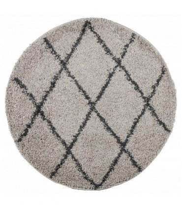 vidaXL Shaggy Rug PAMPLONA High Pile Modern Beige and Anthracite Ø 100 cm