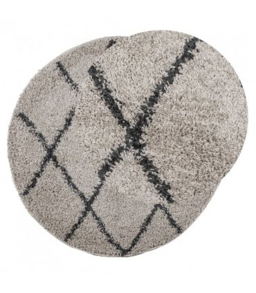 vidaXL Shaggy Rug PAMPLONA High Pile Modern Beige and Anthracite Ø 100 cm