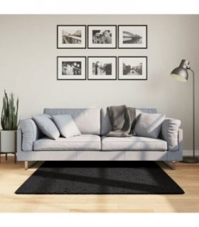 vidaXL Rug OVIEDO Short Pile Black 120x120 cm — Size: 120 x 120 cm
