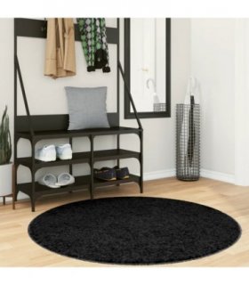 vidaXL Rug OVIEDO Short Pile Black Ø 120 cm