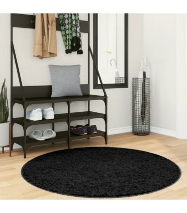 vidaXL Rug OVIEDO Short Pile Black Ø 120 cm
